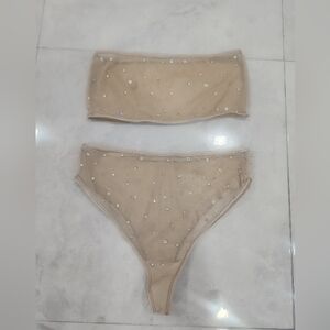 Rhinestone 2 piece exotic dance set